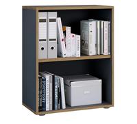 VCM Holzregal stehend | platzsparender Aktenschrank | Maße ca. H. 74 x B. 60 x T. 33 cm | Elegantes Regal | Büroregal - Salia 2fach B. 60 cm Anthracite