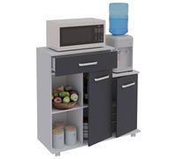 VCM Küchenwagen | Rollwagen | Maße ca. H. 88 x B. 90 x T. 33 cm | ausreichend Stauraum mit Zwei Drehtüren | rollbar | Servierwagen - Bakila Weiß/Anthrazit