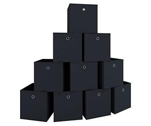 VCM Lot de 10 boîtes pliantes Boîte pliante en tissu Boîte pliante Boîte à étagères Rangement Boxas Lot de 10 boîtes pliantes Boîte pliante en tissu Boîte pliante Boîte à étagères Rangement Boxas Noir