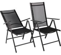 Vcm Lot De 2 Chaises De Jardin Pliables Dimensions : Env. H 105 X L 56 X P 65 Cm Aluminium Chaises De Camping Mobilier De Jardin Noir