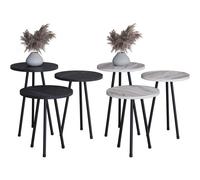 VCM Lot de 3 tables d'appoint Table au design sobre aspect marbre Dimensions : env. H 42/47/52 x L 34 x P 34 cm Table de salon - Mirola