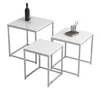 VCM Lot de 3 Tables d'appoint - Table Basse - Table de Salon - Table Basse Glisal Blanc - 40 cm x 40 cm x 42 cm