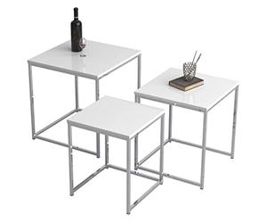 VCM Lot de 3 Tables d'appoint - Table Basse - Table de Salon - Table Basse Glisal Blanc - 40 cm x 40 cm x 42 cm