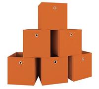 VCM Lot de 6 Boîtes Pliantes Boîte Pliante en Tissu Boîte à Étagères Rangement Boxas Orange