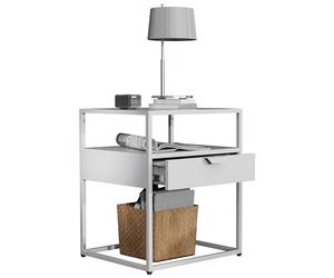 VCM lot Table de Chevet, Mini Table de Chevet, Bedside Tables, Tables de Nuit, Table de Chevet Gain de Place, Table de Chevet Design Moderne Blanc