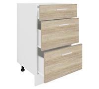 VCM Meuble Bas 3 tiroirs en Bois Blanc/chêne Sonoma Taille Unique