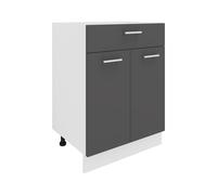 VCM Meuble bas ou façade style moderne Esilo (armoires de cuisine, blanc/anthracite, 2 Türen/ 1 Schublade)