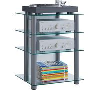 VCM Meuble HiFi Rack Armoire Phono Etagère en Aluminium Verre Phono Mediaregal Bilus Meuble HiFi Rack Armoire Phono Etagère en Aluminium Verre Phono Mediaregal Bilus Verre Clair