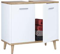 VCM Meuble sous lavabo Salle de Bains Tiroir Landos Blanc/Chêne Miel 56 x 60 28 cm