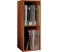 VCM Meuble Tourne Disque Vinyle, riles Vinyle, Meuble Rangement Vinyle Bois Disques vinyles LP Stand Étagère d'archivage Support de Rangement Platto 2 Compartiments Cœur de Noyer