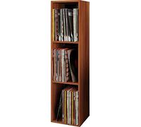 VCM Meuble Tourne Disque Vinyle, riles Vinyle, Meuble Rangement Vinyle Bois Disques vinyles LP Stand Étagère d'archivage Support de Rangement Platto 3 Compartiments Cœur de Noyer