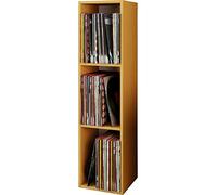VCM Meuble Tourne Disque Vinyle, riles Vinyle, Meuble Rangement Vinyle Bois Disques vinyles LP Stand Étagère d'archivage Support de Rangement Platto 3 Compartiments Hêtre