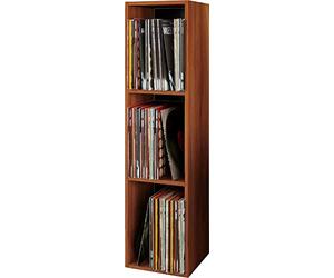 VCM Meuble Tourne Disque Vinyle, riles Vinyle, Meuble Rangement Vinyle Bois Disques vinyles LP Stand Étagère d'archivage Support de Rangement Platto 3 Compartiments Cœur de Noyer
