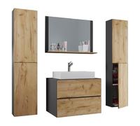 VCM 5-pièces lavabo meuble de salle de bains ensemble lavabo Lendas XL tiroir 5-pièces lavabo meuble de salle de bains ensemble lavabo Lendas XL tiroir Gris