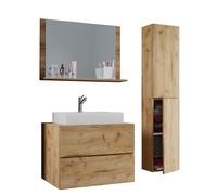 VCM Meuble Vasque Salle de Bain, Ensemble Salle de Bain Meuble, Ensemble Meuble Vasque Salle de Bain Honig-Eiche