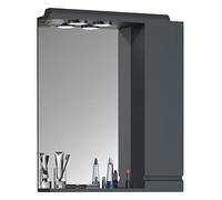 VCM Miroir de Salle de Bain Miroir Mural Largeur 60 cm Miroir Suspendu Armoire de Toilette Salle de Bain Porte tournante sans poignée éclairage Silora L Anthracite