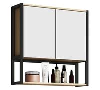 VCM Miroir de Salle de Bain,Miroir Mural,Miroir Suspendu,Armoire de Toilette,Salle de Bain,Edino,60,x,60,cm Chêne Miel