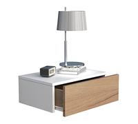 VCM Nuit Murale Tiroir Console Blanc/Chêne M 45 cm Usal