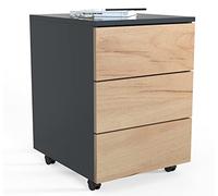VCM Rollcontainer | Beistellcontainer mit Schubladen |Maße ca. H. 55 x B. 39 x T. 70 cm | Bürocontainer - Dalosa 3 Schubladen Anthracite/Chêne Miel
