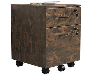 VCM Rollcontainer | Beistellcontainer mit Zwei Schubladen | Maße ca. H. 55 x B. 40 x T. 44 cm | Bürocontainer abschließbar - Baula M Chêne Vintage