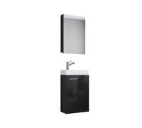 VCM Set d'armoire à glace ou miroir et meuble sous vasque avec lavabo Slito, pour salle de bain (avec armoire à glace, noir)