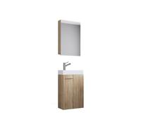 VCM Set d'armoire à glace ou miroir et meuble sous vasque avec lavabo Slito, pour salle de bain (avec armoire à glace, aspect bois)