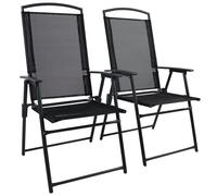 Vcm Set De 2 Chaises De Jardin À Haut Dossier Textilene Chaise De Balcon Camping Chaise Pliante Set De 2 Chaises De Jardin À Haut Dossier Textilene Chaise De Balcon Camping Chaise Pliante Noir