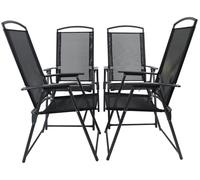 Vcm Set De 4 Chaises De Jardin À Haut Dossier Textilène Chaise De Balcon Camping Chaise Pliante Set De 4 Chaises De Jardin À Haut Dossier Textilène Chaise De Balcon Camping Chaise Pliante Noir
