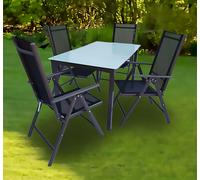 Vcm Set De Meubles De Jardin En Alu Verre Ensemble De Jardin Ensemble De Salle À Manger Table Chaises 140 Ma