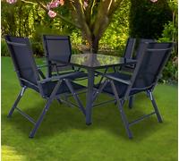 Vcm Set De Meubles De Jardin En Alu Verre Ensemble De Jardin Ensemble De Salle À Manger Table Chaises 80 Sw