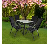 Vcm Set De Meubles De Jardin En Alu Verre Ensemble De Jardin Ensemble De Salle À Manger Table Chaises 80 Ma