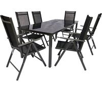 Vcm Set De Meubles De Jardin En Aluminium En Verre Set De Table Groupe De Repas Chaises 190 Sw Set De Meubles De Jardin En Aluminium En Verre Set De Table Groupe De Repas Chaises 190 Sw Noir