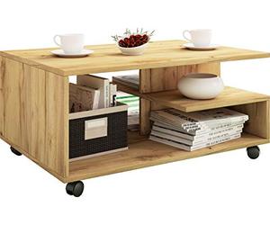 VCM Stango L Table basse en bois à roulettes Dimensions : env. 41 x 80 x 50 cm