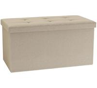 VCM Stoff Sitzbank | Maße ca. H. 38 x B. 76 x T. 38 cm | Kiste für flexiblen Einsatz in Allen Wohnräumen | Aufbewahrungsbox | Sitztruhe - Boxas Crème