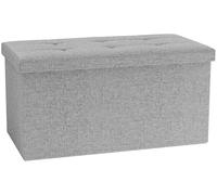 VCM Stoff Sitzbank | Maße ca. H. 38 x B. 76 x T. 38 cm | Kiste für flexiblen Einsatz in Allen Wohnräumen | Aufbewahrungsbox | Sitztruhe - Boxas Gris