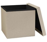 VCM Stoff Sitztruhe | Maße ca. H. 38 x B. 38 x T. 38 cm | Kiste für flexiblen Einsatz in Allen Wohnräumen | Aufbewahrungsbox | Sitzhocker - Boxas Crème
