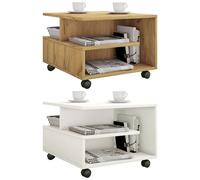 VCM Table basse en bois Table de salon à roulettes Table basse Stango S Brun