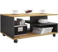 VCM Table Basse en Bois Table de Salon sur Roulettes Table Basse Stango Anthracite/Chêne Miel