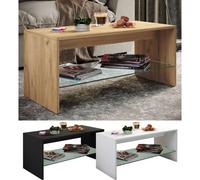 VCM Table basse en bois Table de salon Table d'appoint en verre Wisal Table basse en bois Table de salon Table d'appoint en verre Wisal Brun