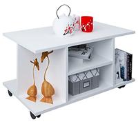 VCM Table d'appoint en Bois Table Basse Table de Salon à roulettes Findula Table d'appoint en Bois Table Basse Table de Salon à roulettes Findula Blanc