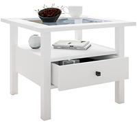 VCM Table d'appoint en Bois Table Basse Table de Salon Tiroir Lingis M Blanc
