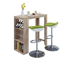 VCM Table de Bar en Bois Table de bistrot Table Haute de Bar Oktola Table de Bar en Bois Table de bistrot Table Haute de Bar Oktola Chêne Sonoma