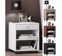 VCM Table de chevet Table d'appoint Tiroir Console Table de chevet Roulettes Rolda Table de chevet Table d'appoint Tiroir Console Table de chevet Roulettes Rolda Brun