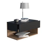 VCM Table de chevet | Tiroir mural | Étagère murale | Table de chevet | Dimensions : env. 30 x 60 x 32 cm - Usal XL 60 cm Noir/chêne miel