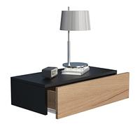 VCM Tiroir Mural en Bois Table de Chevet Murale Tiroir Console Table de Chevet Usal M 60 cm Tiroir Mural en Bois Table de Chevet Murale Tiroir Console Table de Chevet Usal M 60 cm Noir/Chêne Miel