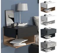 VCM Tiroir mural en bois Table de chevet murale Tiroir Console Table de chevet Usal XL 45 cm Tiroir mural en bois Table de chevet murale Tiroir Console Table de chevet Usal XL 45 cm Gris