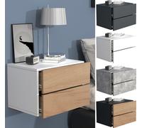 VCM Tiroir mural en bois Table de chevet murale Tiroir Console Table de nuit Usal L 45 cm Tiroir mural en bois Table de chevet murale Tiroir Console Table de nuit Usal L 45 cm Gris