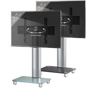 VCM Universal TV VESA Pied Support TV Rack Alu Verre Rouleaux Tosal Universal TV VESA Pied Support TV Rack Alu Verre Rouleaux Tosal Incolore