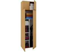 Vandol II Armoire universelle, armoire de nettoyage avec compartiment supérieur, 4 portes, finition hêtre.