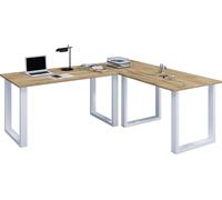 VCM VCM Bureau en bois | Bureau d'angle simple | 160x160 | Forme en L à gauche ou à droite | Table de travail Plateau de 50 cm de profondeur | Table d'ordinateur Meubles de bureau - Lona U